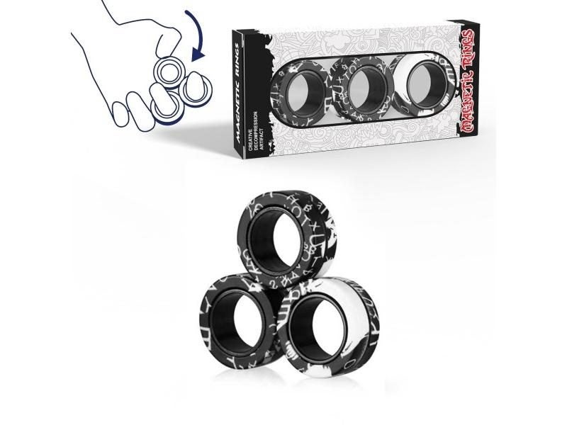 YISHIDANY 3pcs Finger Magnetic Rings Colorful Fidget Toy Set Adult Magnets Carousel 1
