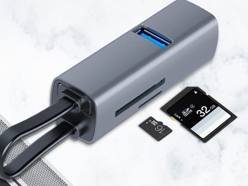 5 in 1 Card Reader USB HUB SD/Micro SD Card Reader USB Splitter with 3 USB Ports Carousel 2