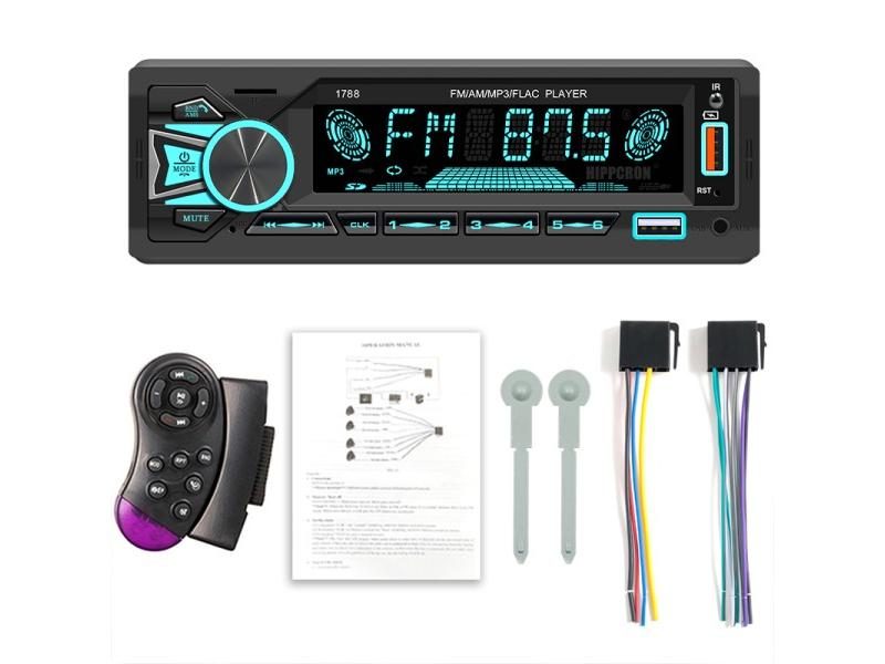 Hippcron Car Radio 1din Srereo MP3 Player Bluetooth FM Receiver With Remote Carousel 1