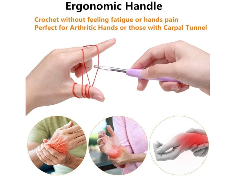30Pcs Crochet Hooks Set, Ergonomic Soft Grip Handles with Case Carousel 6