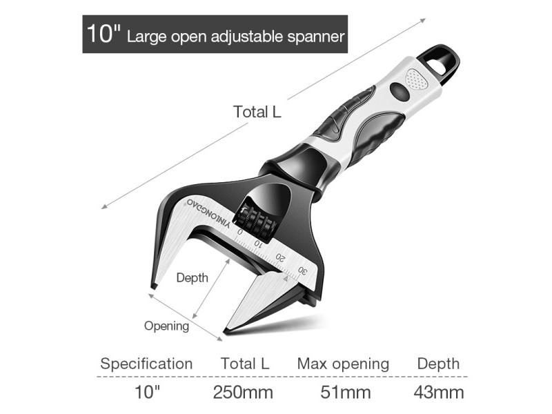 1pcs Short Handle Adjustable Spanner Universal Key Nut Wrench Opening Wrench Carousel 1