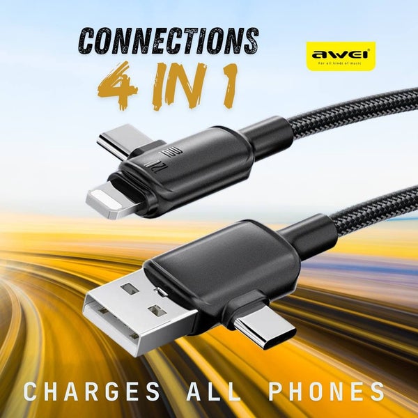 2m Cable - 4 in 1 - Charging + Data Transfer - Fast Charge 12W/18W - Awei63767572185985112