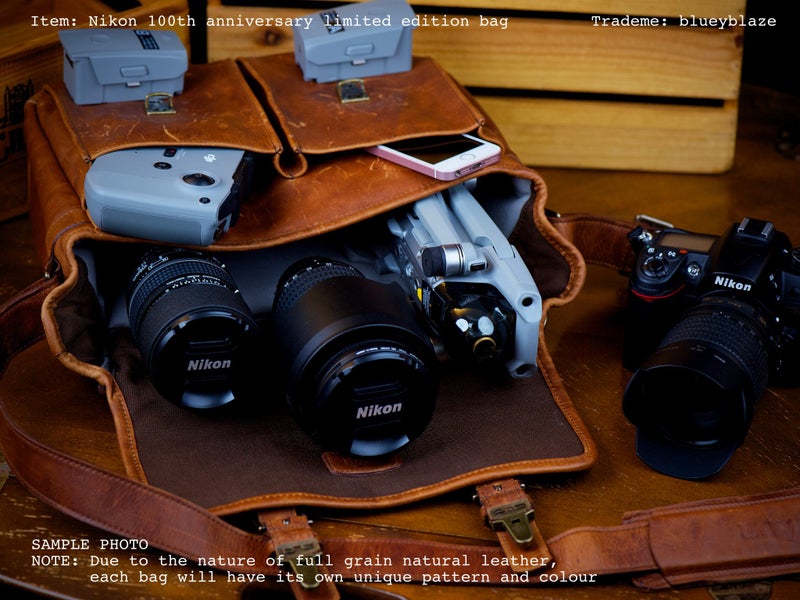 $1 No Res - RARE COLLECTOR Nikon 100th Anniversary LEATHER messenger bag63616202614402113