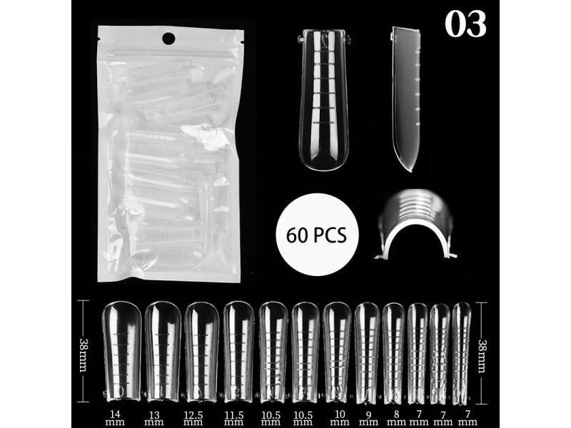 60Pcs Dual Nail Forms Extension Tips Mold Quick Buliding False Nails Short Carousel 1