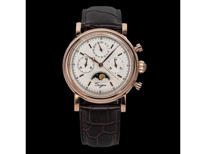 Sugess Mechanical Watch ST1908 Chronograph Wristwatches Moonphase Movement Carousel 1