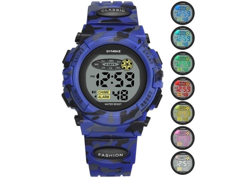 SYNOKE Boys Girls Camouflage LED Military Kids Sport Watch Waterproof Carousel 1