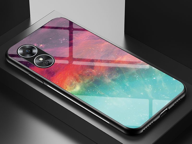 Slim Tempered Glass Case Cover for OPPO A17 Galaxy Carousel 2