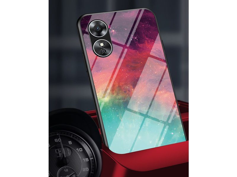Slim Tempered Glass Case Cover for OPPO A17 Galaxy Carousel 3