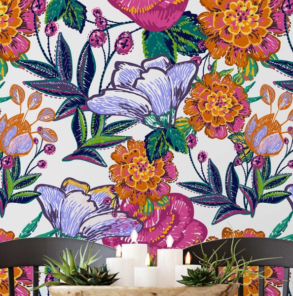 S4Sassy Floral Print Wallpaper - Self-Adhesive Vinyl Wallwrap For Laptop Skin Carousel 1