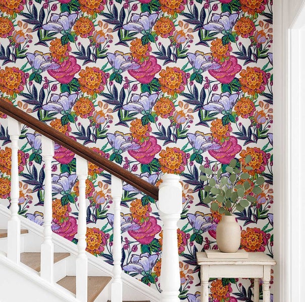 S4Sassy Floral Print Wallpaper - Self-Adhesive Vinyl Wallwrap For Laptop Skin Carousel 2