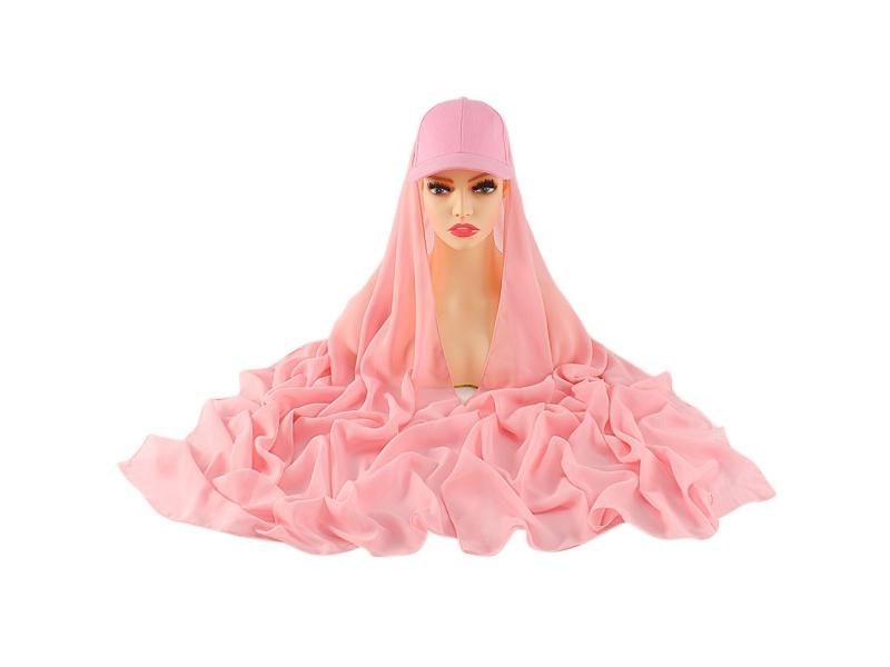 Ready To Wear Turkish Hijab Chiffon Hijab With Baseball Cap Muslim Chiffon Carousel 1