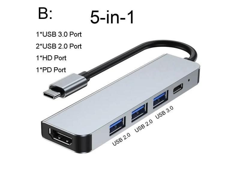 USB 3.0 Hub For Laptop Adapter PC Computer PD Charge Dock Station RJ45 Carousel 1