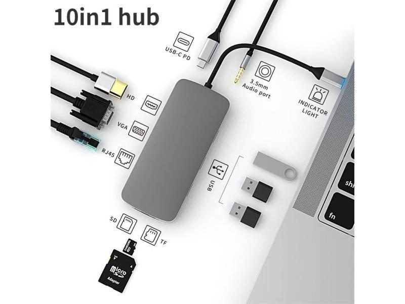 Docking Station Type C HUB To HDMI-Compatible Adapter OTG Vga RJ45 Lan Multi Carousel 1