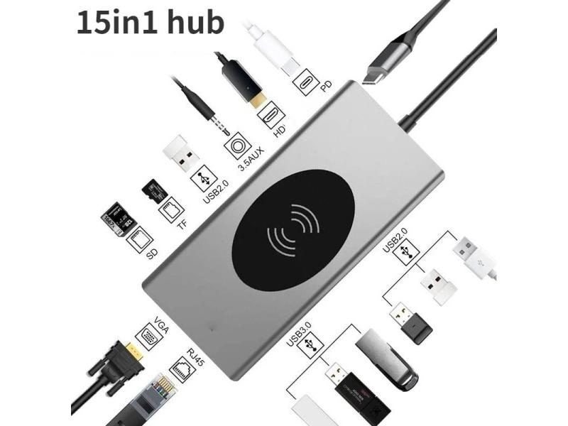 Docking Station Type C HUB To HDMI OTG VGA RJ45 Lan Multi Port USB 3.0 PD USB-C Carousel 1
