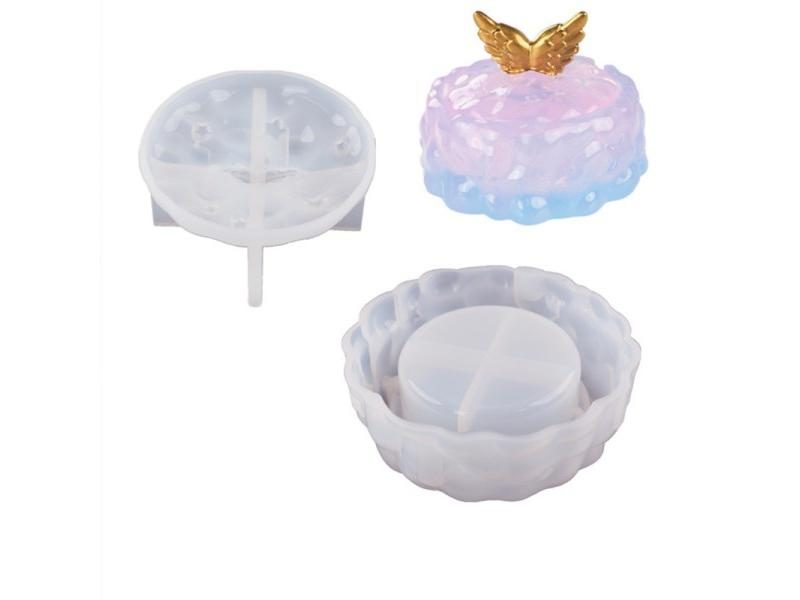 DIY Crystal Epoxy Resin Mold Round Stripe Storage Box Silicone Mold For Resin Carousel 1