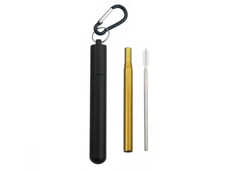 Reusable 304 Stainless Steel Telescopic Metal Straw With Cleaning Brush For Carousel 1