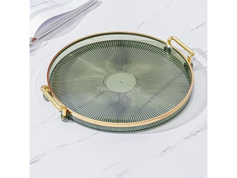 Round Storage Tray For Home Living Room Tea Cup Organizer Acrylic Tray Carousel 1