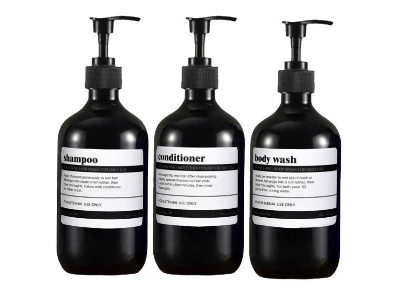 3Pcs Amber Shampoo Empty Bottle With Pump For Shower Products Carousel 1