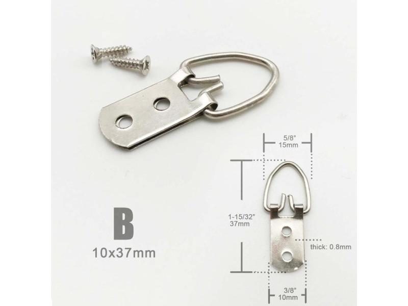 25pcs Silvery Triangle D-Ring Photo Picture Frame Hanger Hook Hanging Oil Carousel 1