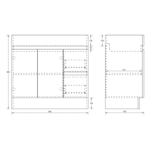Novo Natural Oak Floor Vanity with Ceramic Top - 900mm Carousel 2