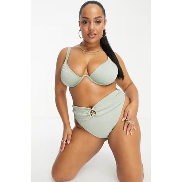 South Beach Curve bikini in Sage green glitter (size 22 top & size 20 bottom) Carousel 1