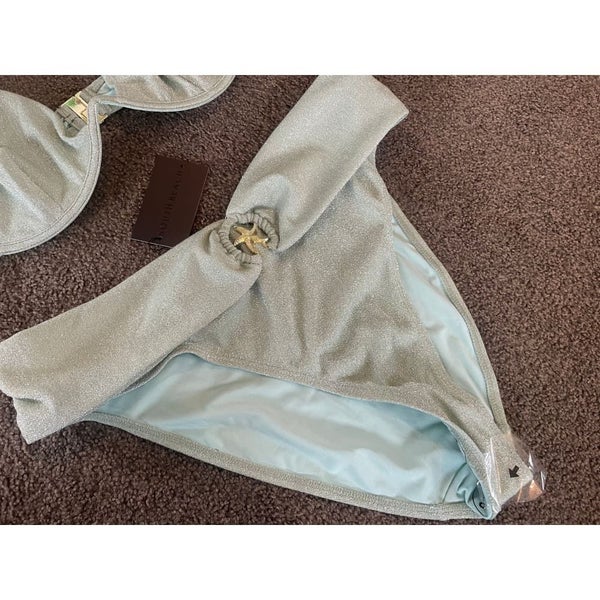 South Beach Curve bikini in Sage green glitter (size 22 top & size 20 bottom) Carousel 4
