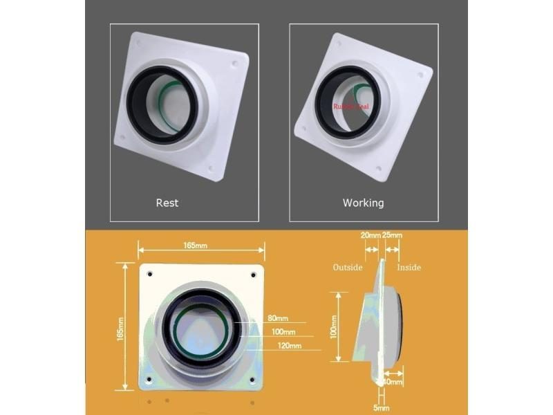 Plastic ABS Wall Mounted Air Exhaust Vent Outlet Fresh Backdraft Damper One Way Carousel 1