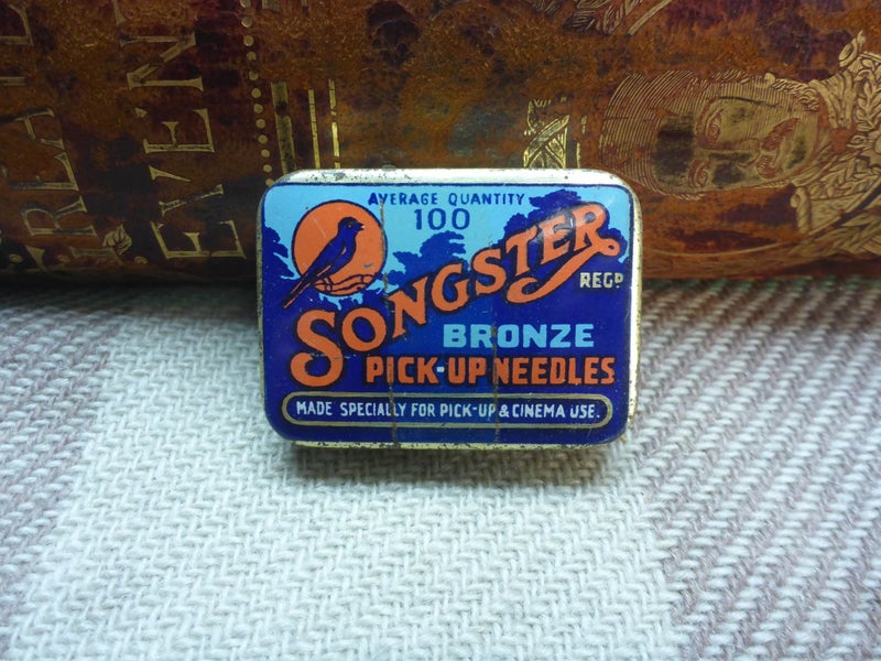 Vintage Gramophone Needles Tin & Contents Songster Bronze Pick-Up Needles Carousel 1