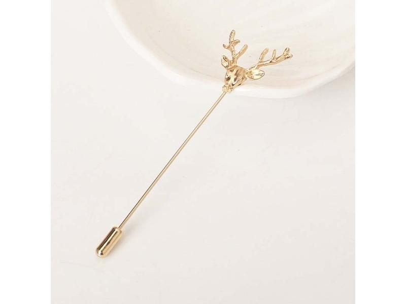 Hollow Fashion Simple Retro Deer Head Safety Pins Brooches For Women Men Suit Carousel 1