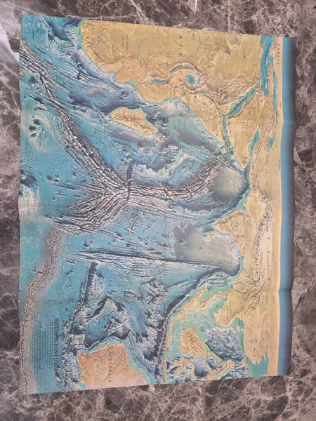 Vintage 1967 Map Indian Ocean Floor - National Geographic Carousel 1