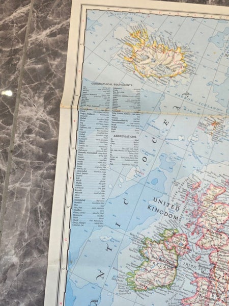 1969 Vintage National Geographic Society Magazine Map of Europe 76x67cm Carousel 5