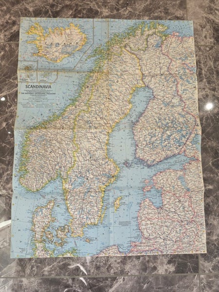 Vintage 1963 National Geographic Scandinavia Map - Wall Art Carousel 1
