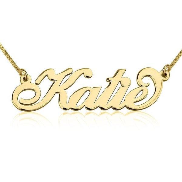 24k Gold-Plated Sterling Silver Carrie Style Name Necklace - Choose your Name! Carousel 1