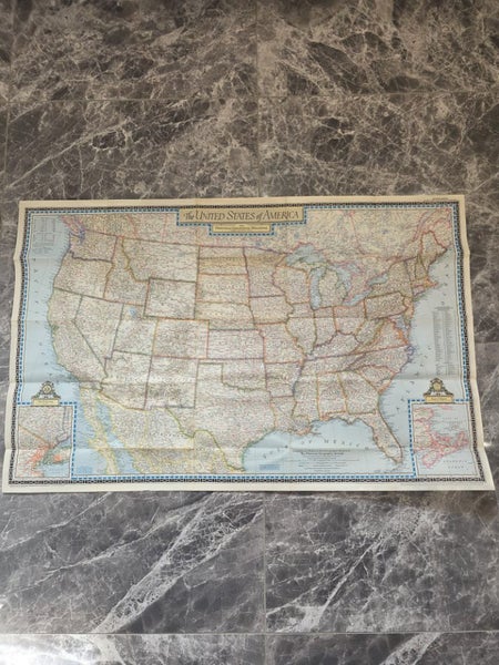 Antique Vintage Map United States of America 1951 June National Geographic Carousel 1