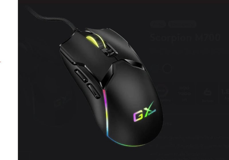 Mouse Gaming Genuis Scorpion M700 Wired 6 Buttons Dynamic RGB Lighting Black Carousel 1