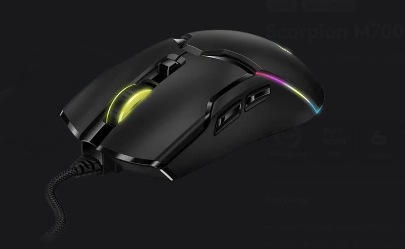 Mouse Gaming Genuis Scorpion M700 Wired 6 Buttons Dynamic RGB Lighting Black Carousel 2