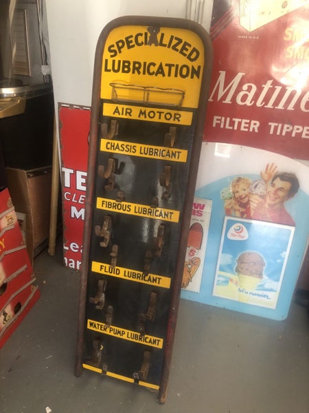 Old Rare Specialized Lubrication Enamel Display Stand Carousel 11