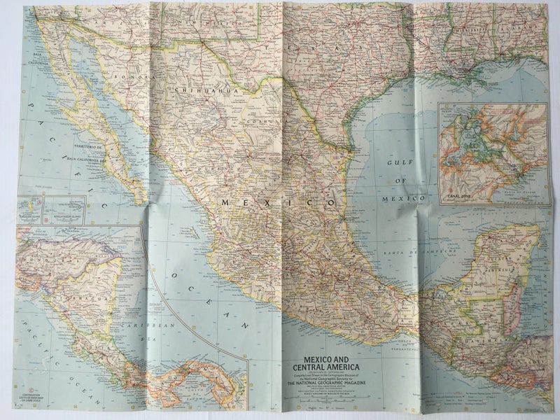 Vintage Map of Mexico and Central America - National Geographic - m16 Carousel 1