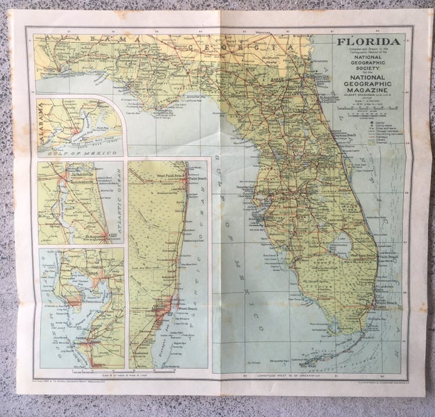 Vintage Map of Florida from 1930 - National Geographic - m90 Carousel 1