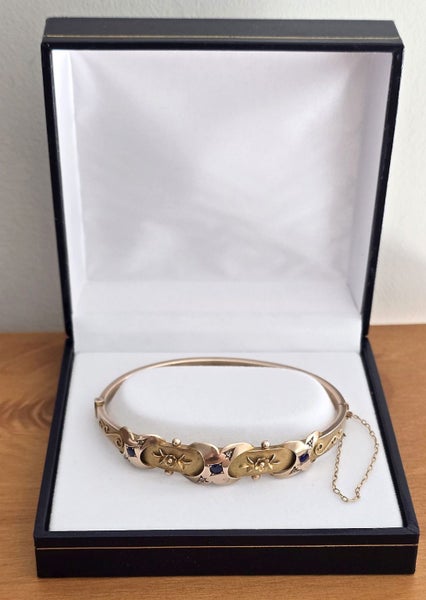 Birmingham 1911, hinged bangle 9ct rose gold - Diamonds and Sapphires64436418984835112