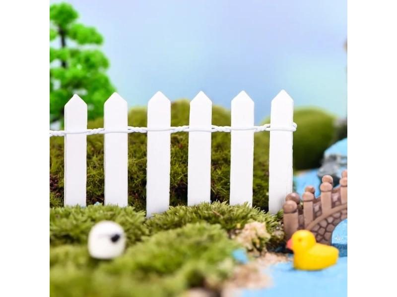 5x90cm Mini Wooden Fence Miniature Fairy Garden Fence DIY Handmade Accessories Carousel 1