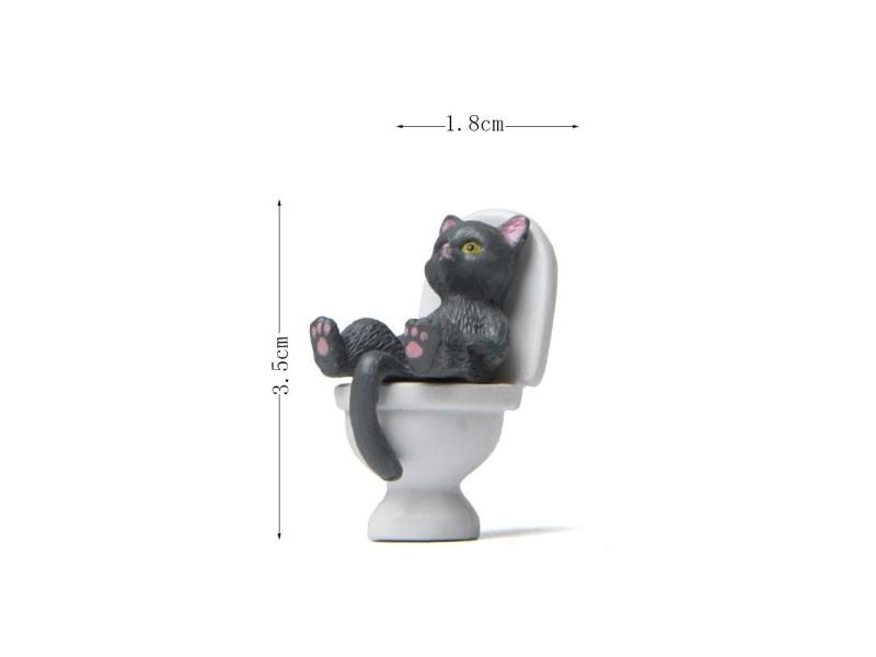 Cat On Toilet Resin Home Decoration Action Figure Dollhouse Landscape Carousel 1