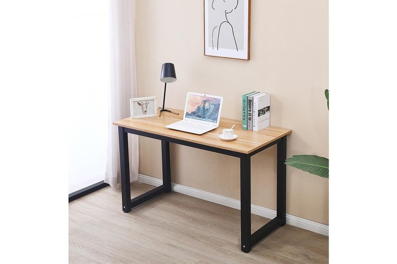 Home Office Desk with Steel frame and wood grain finish top Carousel 1