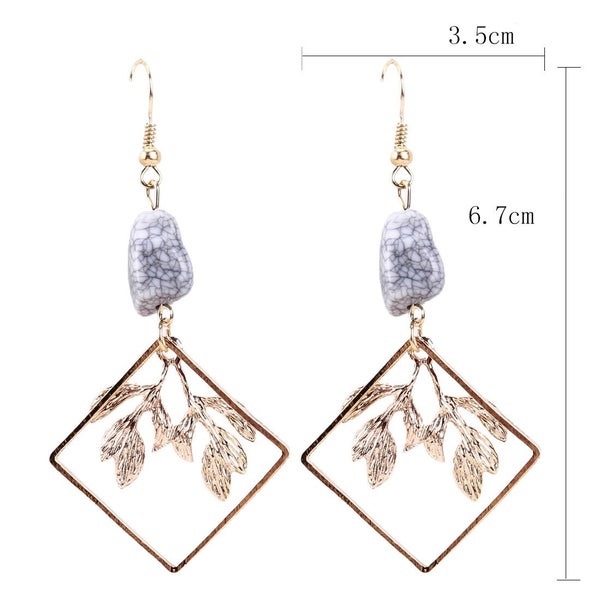 Rose Gold Plated Turquoise Leaf Drop Earrings | 67mm Drop | Gift Boxed63617622285441114