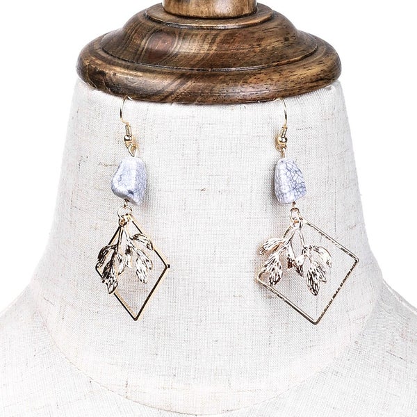 Rose Gold Plated Turquoise Leaf Drop Earrings | 67mm Drop | Gift Boxed63617622285441113