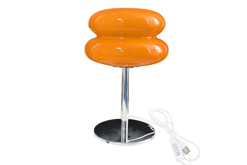 Mid Century Modern Lamp for Nightstand Retro Egg Tart Bedside Lamps -Orange Carousel 1