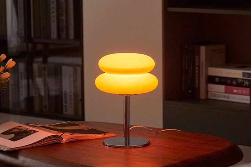 Mid Century Modern Lamp for Nightstand Retro Egg Tart Bedside Lamps -Orange Carousel 8