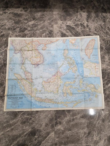 Vintage 1968 National Geographic Society Map of Southeast Asia Carousel 1