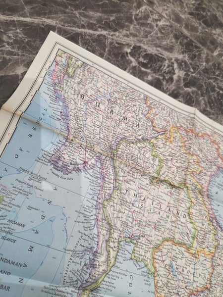 Vintage 1968 National Geographic Society Map of Southeast Asia Carousel 7