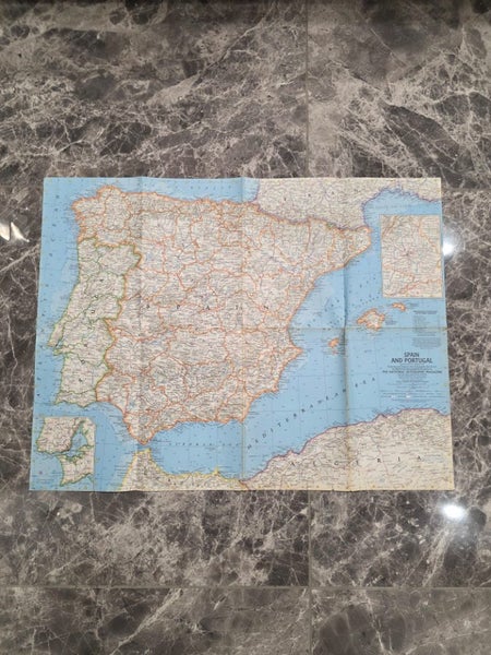 1965 Spain And Portugal Atlas Plate 33 Map The National Geographic Society Carousel 1